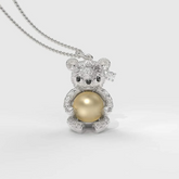 White Teddy Hug Sarı Güney Denizi İncili Kolye