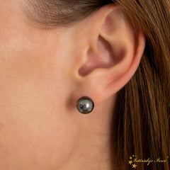 Siyah inci Tahiti Top Küpe