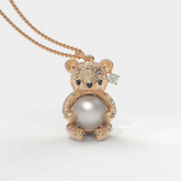 Rose Teddy Hug İnci Kolye Seti Akoya - Tatlısu