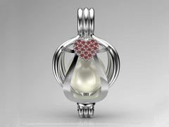 Tek Kalp İnci Kolye Seti Akoya - Tatlısu