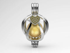 Tek Kalp Sarı Güney Denizi İncili Kolye