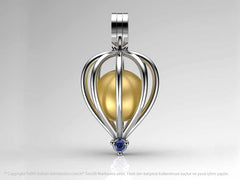 Tek Taş Sarı Güney Denizi İncili Kolye