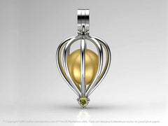 Tek Taş Sarı Güney Denizi İncili Kolye