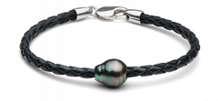 Tahiti Barok İnci ve Deri Bileklik