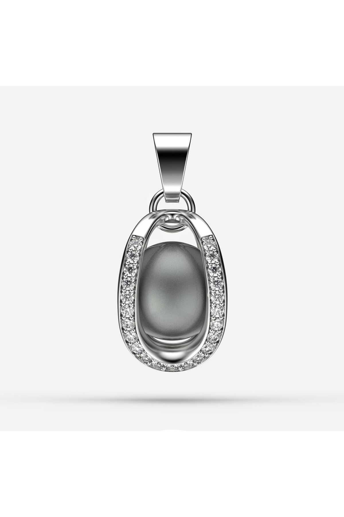 Sonsuz Tutku Siyah Tahiti İncili Kolye - Beyaz Zircon