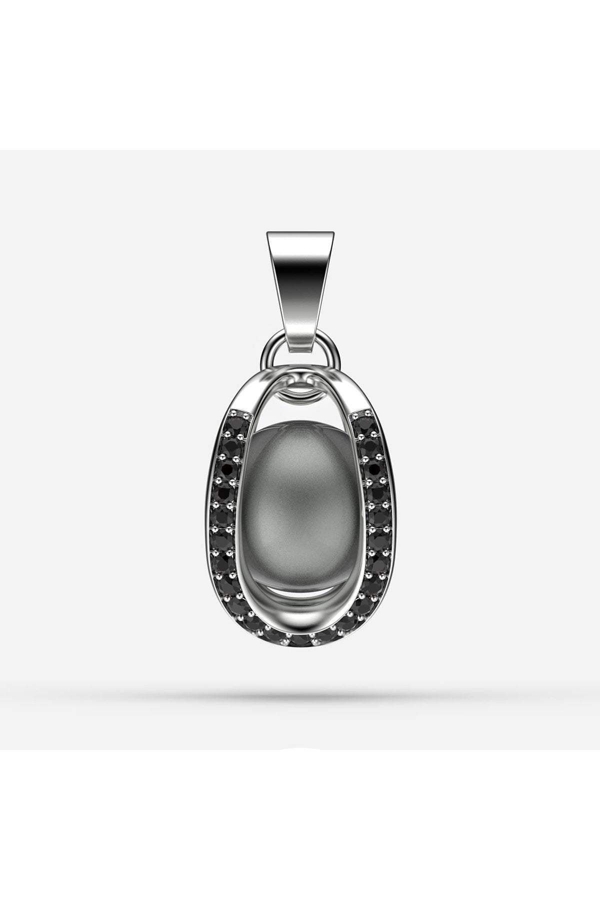 Sonsuz Tutku Siyah Tahiti İncili Kolye - Siyah Zircon