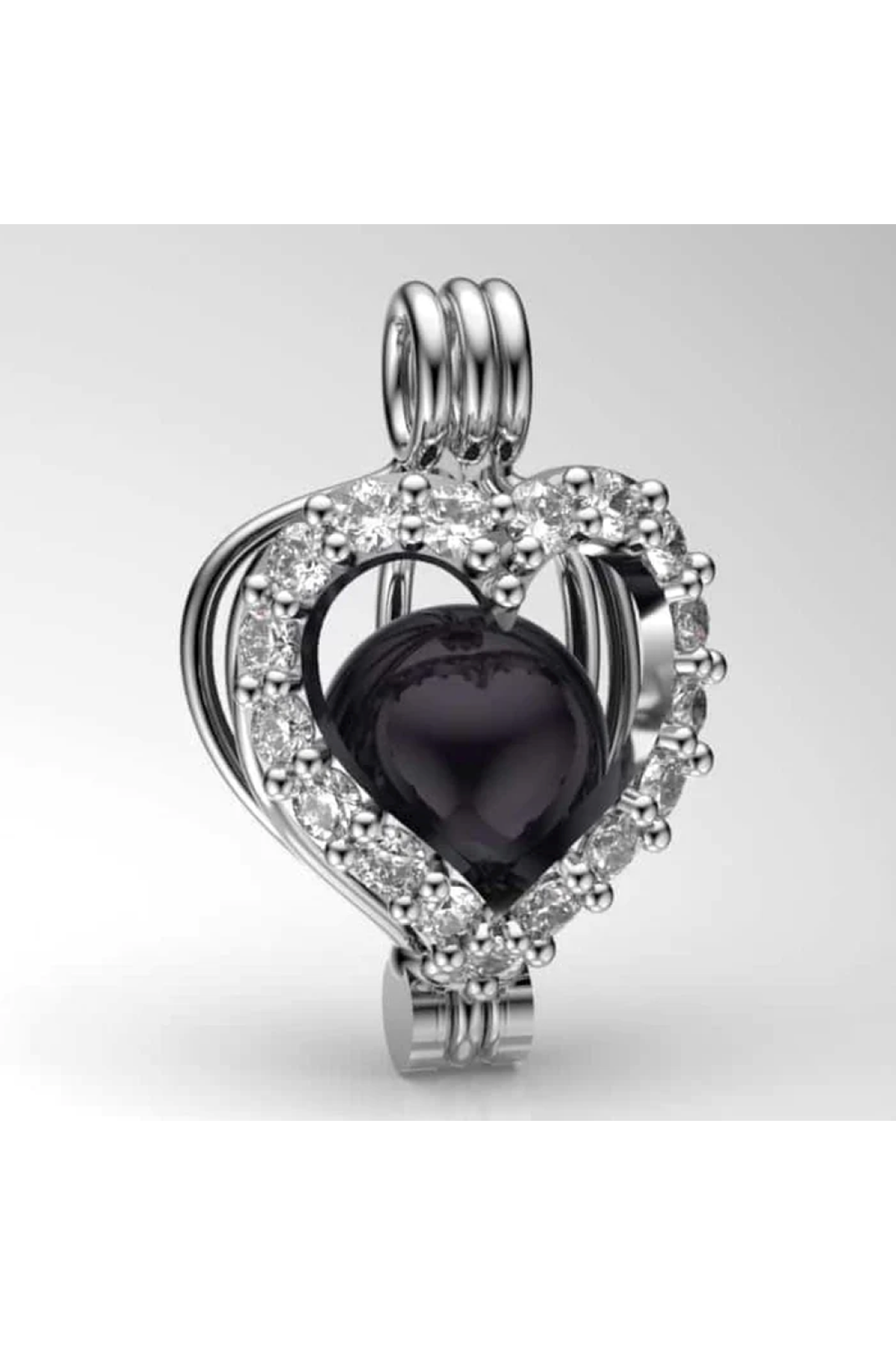 Okyanusun Kalbi Tahiti Siyah İncili Kolye - Siyah Swarovski