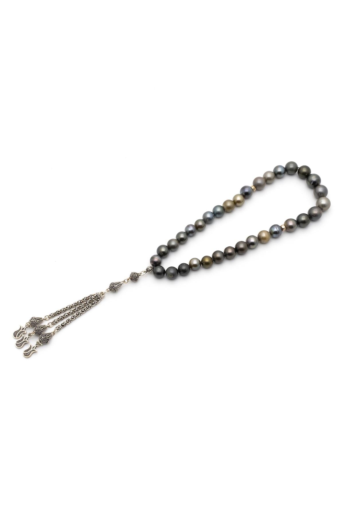 Tahiti Siyah incili Tesbih - Altın