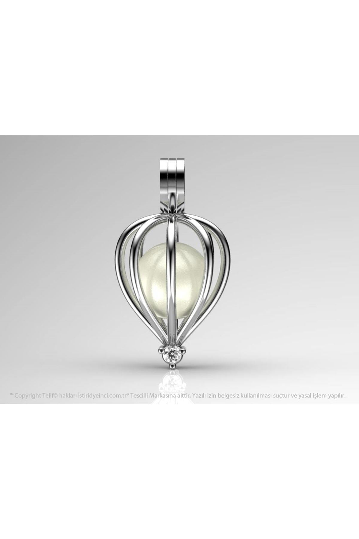 Tek Taş İnci Kolye Seti Akoya - Tatlısu - Beyaz Zircon 7 - 8 mm Yuvarlak Akoya AAA