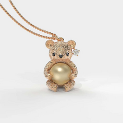 Rose Teddy Hug Sarı Güney Denizi İncili Kolye