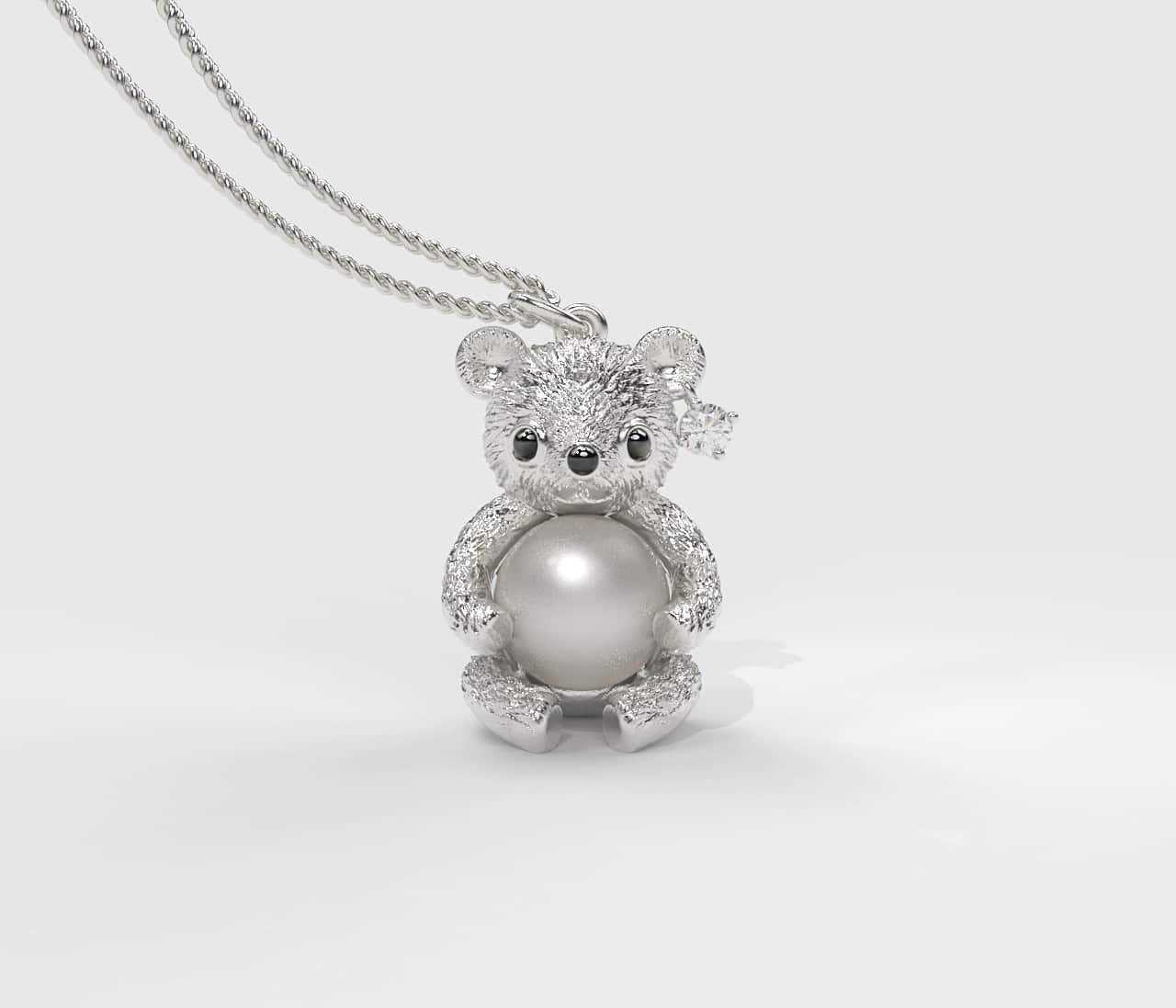 White Teddy Hug Beyaz Güney Denizi İncili Kolye