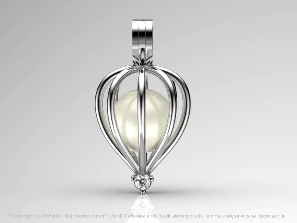 Tek Taş Beyaz Güney Denizi İncili Kolye