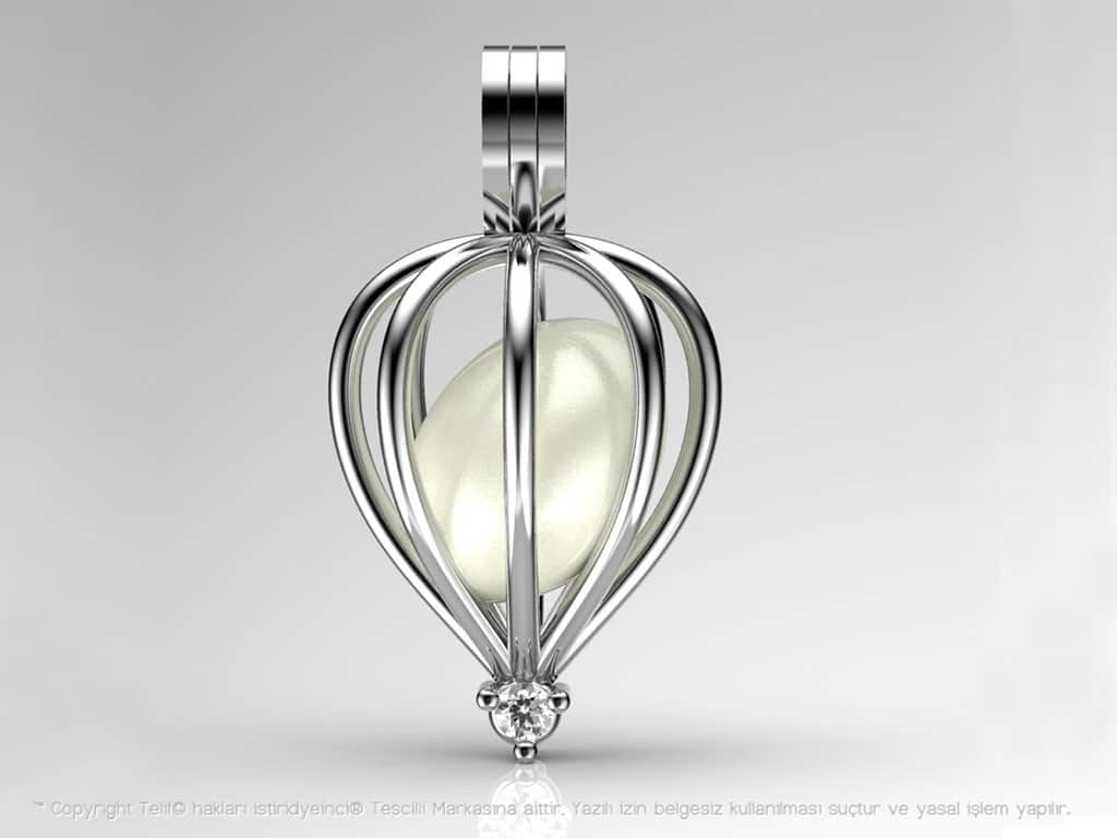 Tek Taş İnci Kolye Seti Akoya - Tatlısu