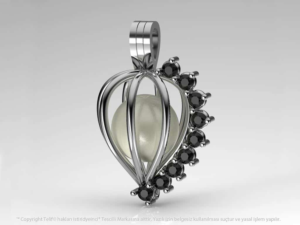 Efsane Siyah Zirkon İnci Kolye Seti
