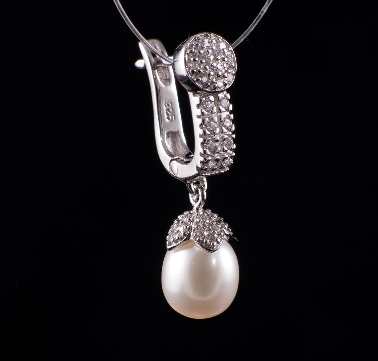 Beyaz Swarovski Damla Küpe Set