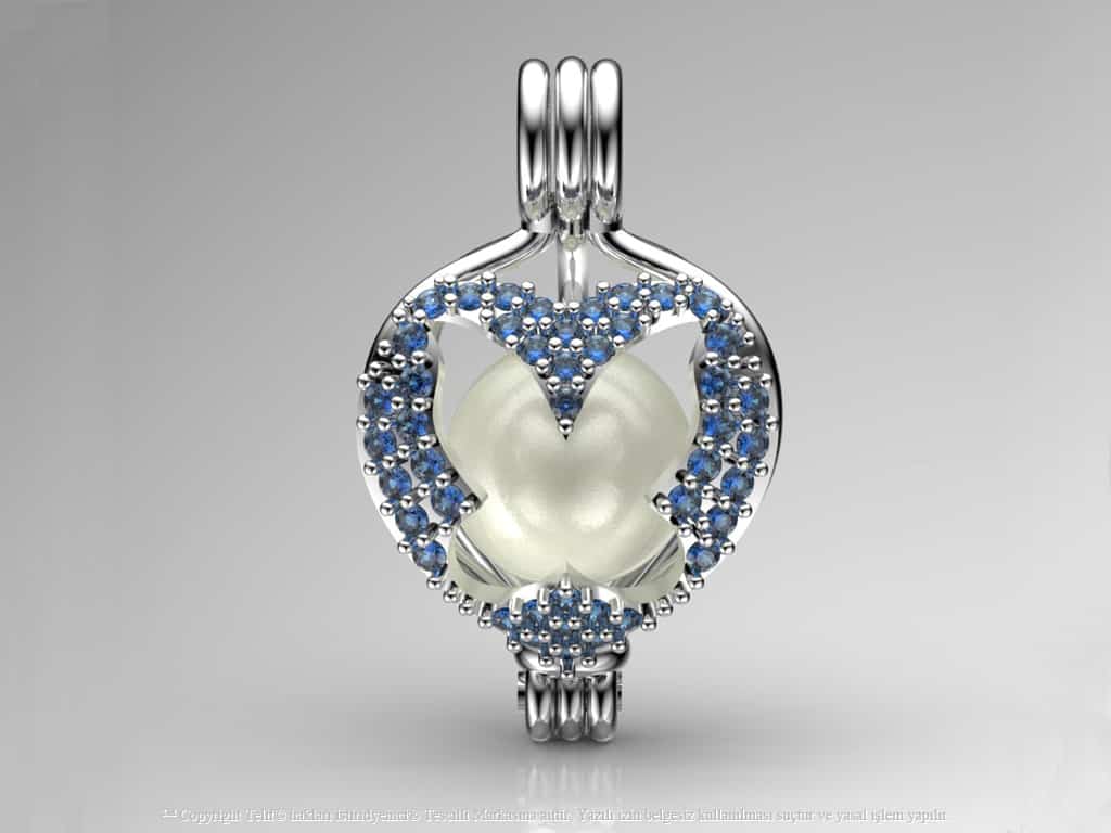 Kelebek Beyaz Güney Denizi İncili Kolye