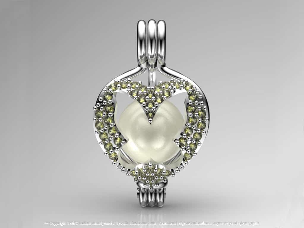 Kelebek Beyaz Güney Denizi İncili Kolye