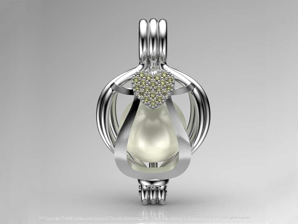 Tek Kalp  İnci Kolye Seti Akoya - Tatlısu