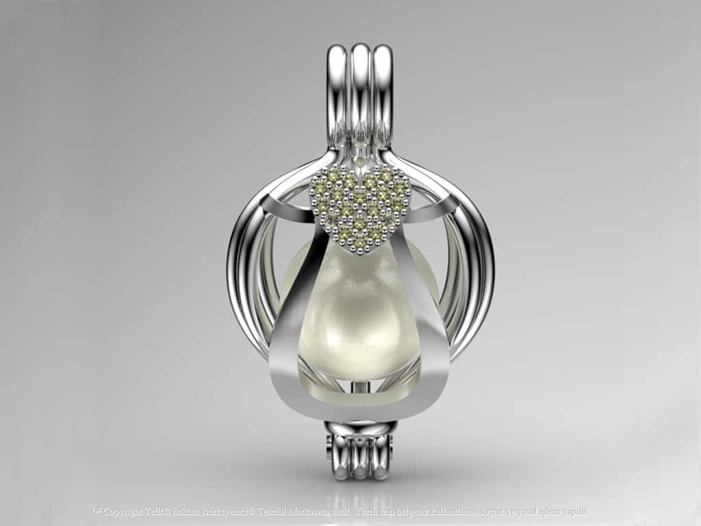 Tek Kalp Beyaz Güney Denizi İncili Kolye