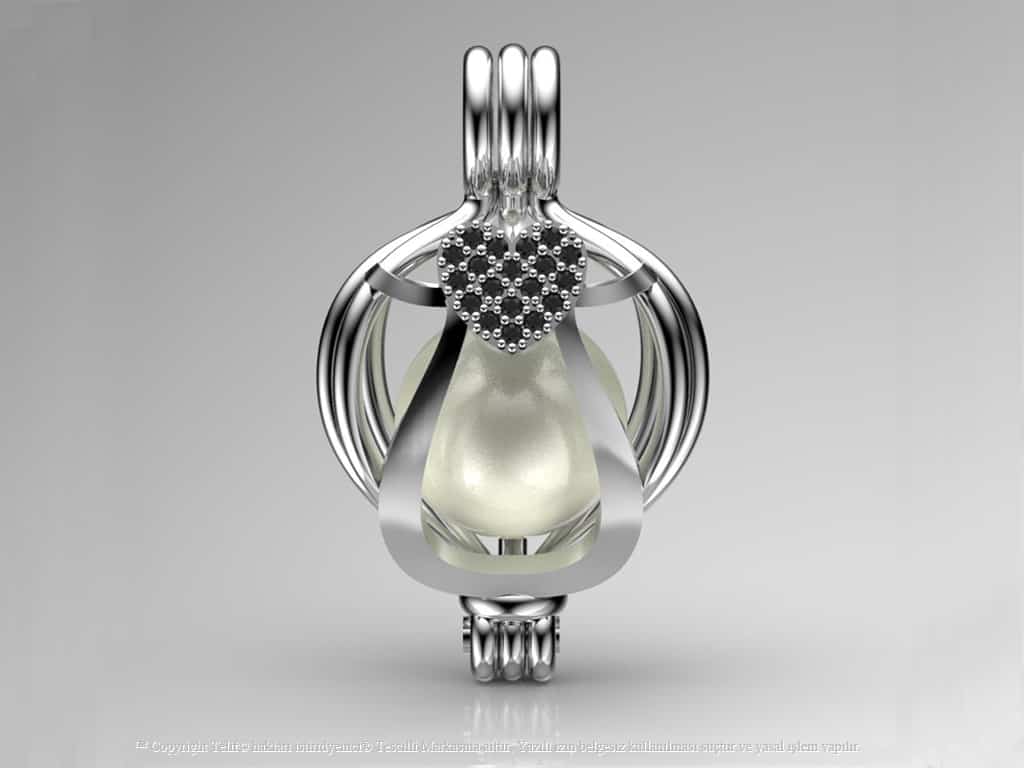 Tek Kalp Beyaz Güney Denizi İncili Kolye