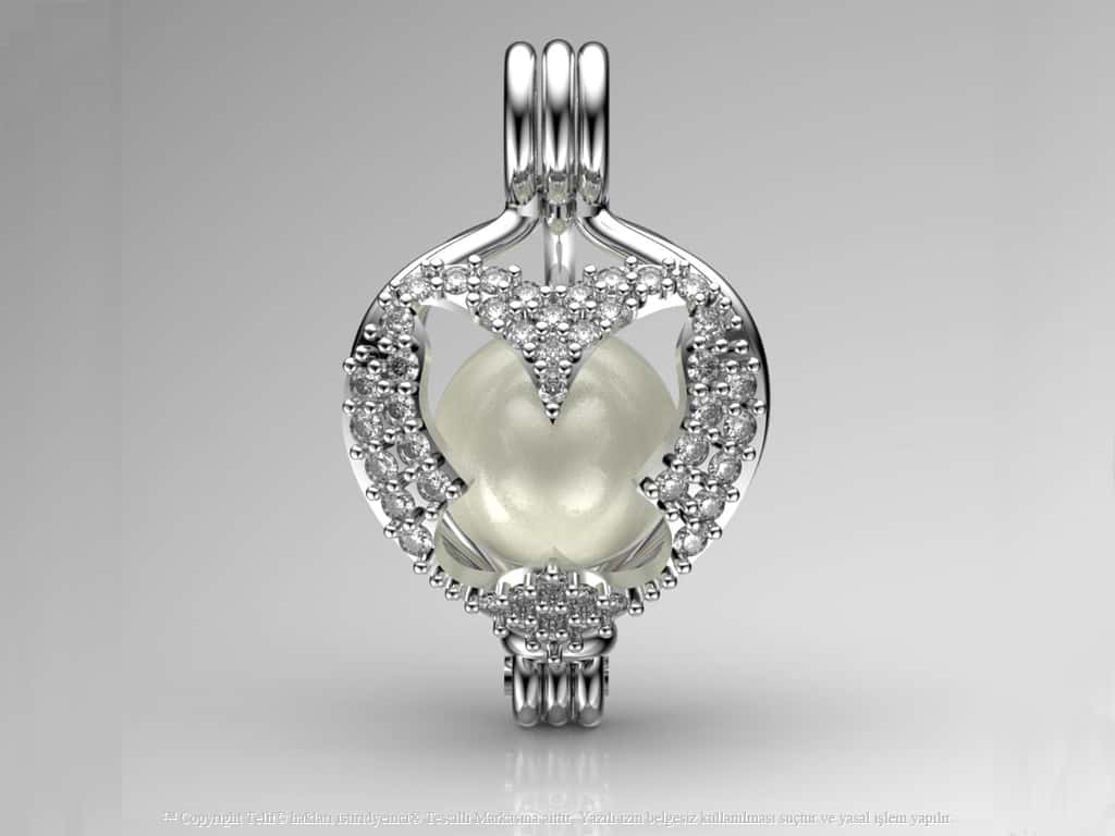 Kelebek Beyaz Güney Denizi İncili Kolye