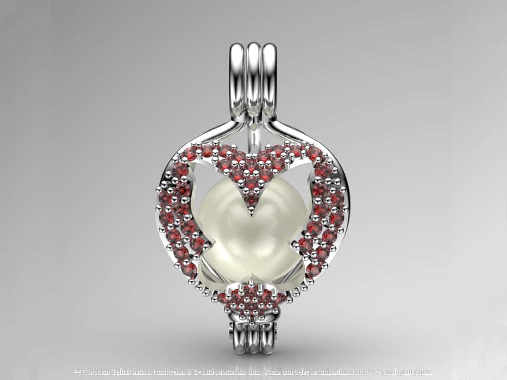 Kelebek Beyaz Güney Denizi İncili Kolye