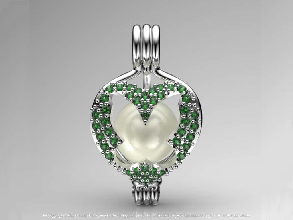 Kelebek Beyaz Güney Denizi İncili Kolye