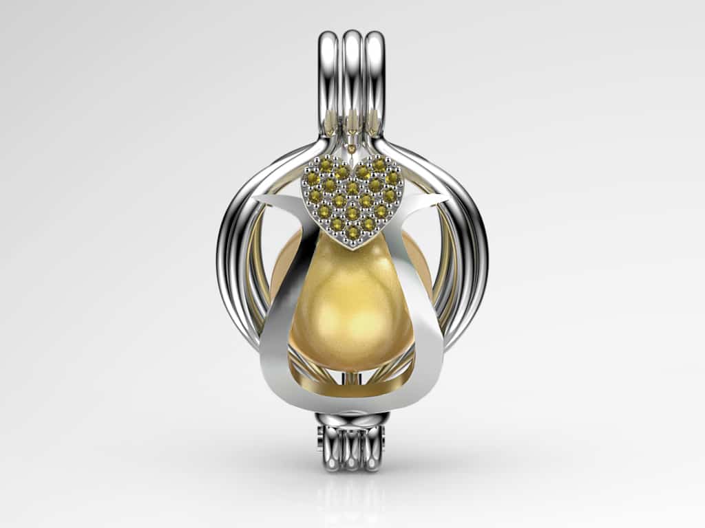 Tek Kalp Sarı Güney Denizi İncili Kolye