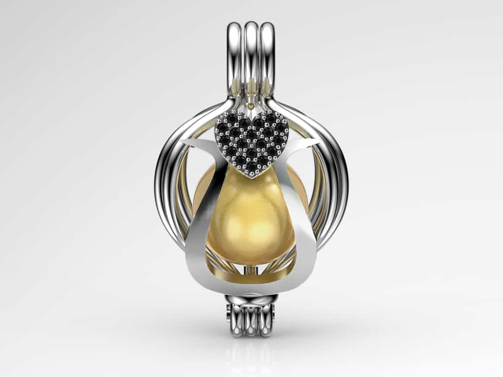 Tek Kalp Sarı Güney Denizi İncili Kolye