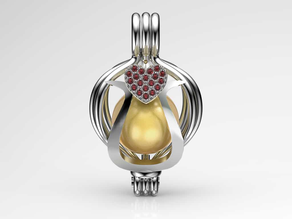 Tek Kalp Sarı Güney Denizi İncili Kolye