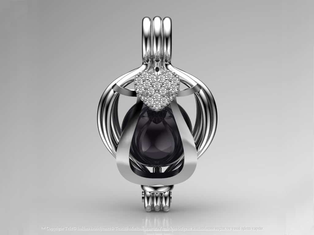 Tek Kalp Tahiti Siyah İncili Kolye