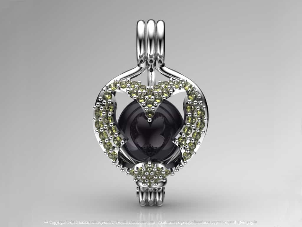 Kelebek Tahiti Siyah İncili Kolye