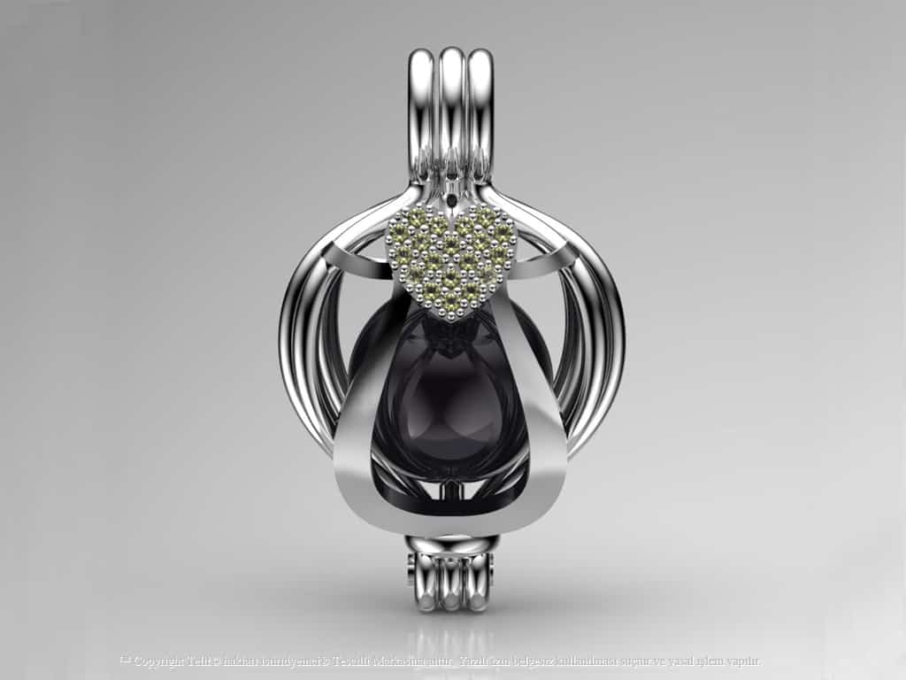 Tek Kalp Tahiti Siyah İncili Kolye