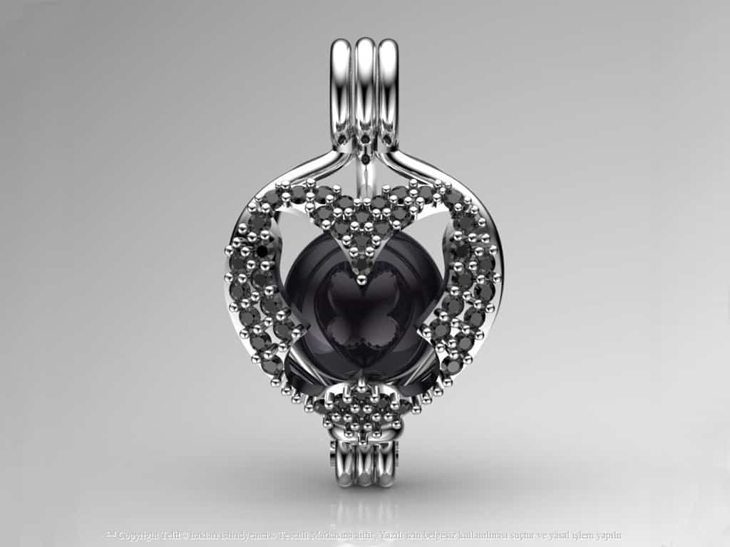 Kelebek Tahiti Siyah İncili Kolye