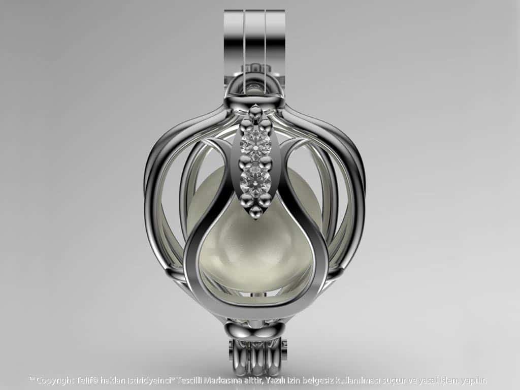 Lalezar Beyaz Güney Denizi İncili Kolye