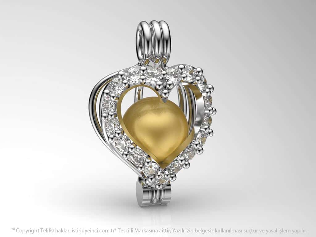 Okyanusun Kalbi Sarı Güney Denizi İncili  Kolye