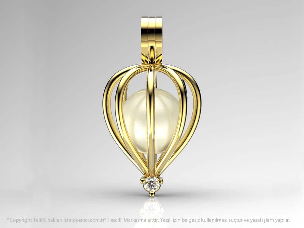 Sarı Altın Pırlanta Tek Taş Kolye Seti