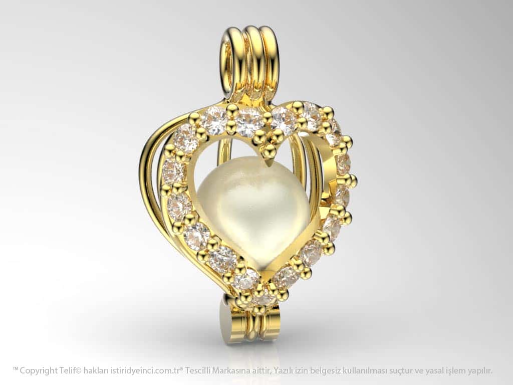 Sarı Altın Pırlanta Okyanusun Kalbi Kolye Seti