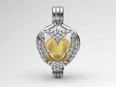 Beyaz Altın Kelebek Pırlanta İnci Kolye Set