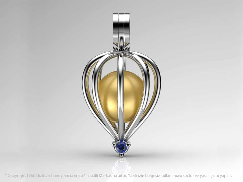 Tek Taş Sarı Güney Denizi İncili Kolye