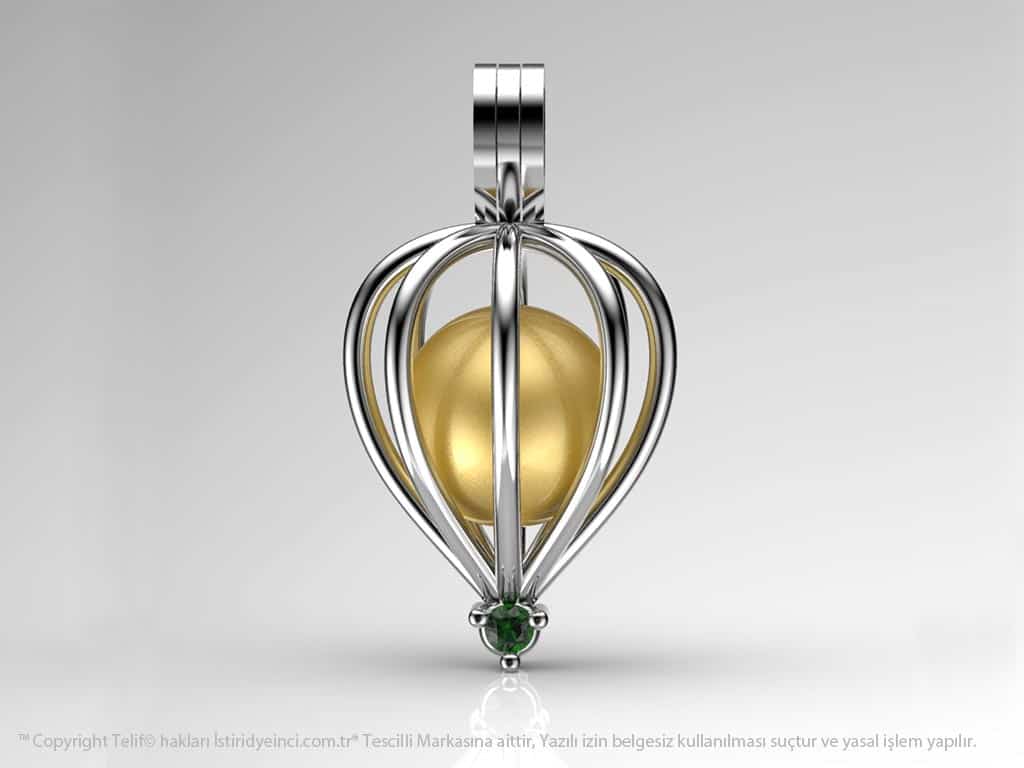 Tek Taş Sarı Güney Denizi İncili Kolye