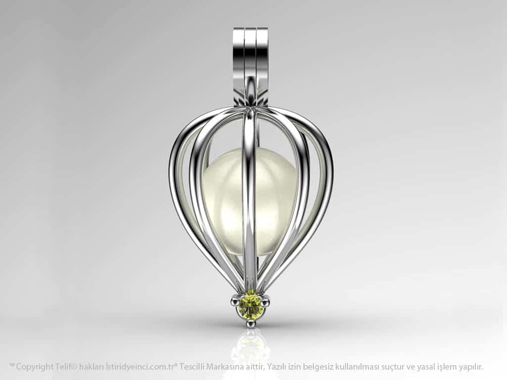 Tek Taş Beyaz Güney Denizi İncili Kolye