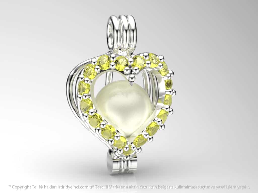 Okyanusun Kalbi Beyaz Güney Denizi İncili  Kolye