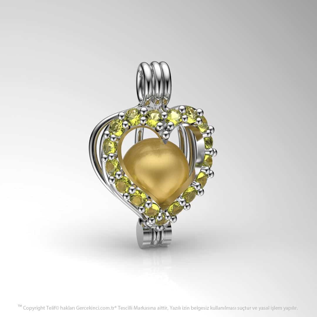 Okyanusun Kalbi Sarı Güney Denizi İncili  Kolye