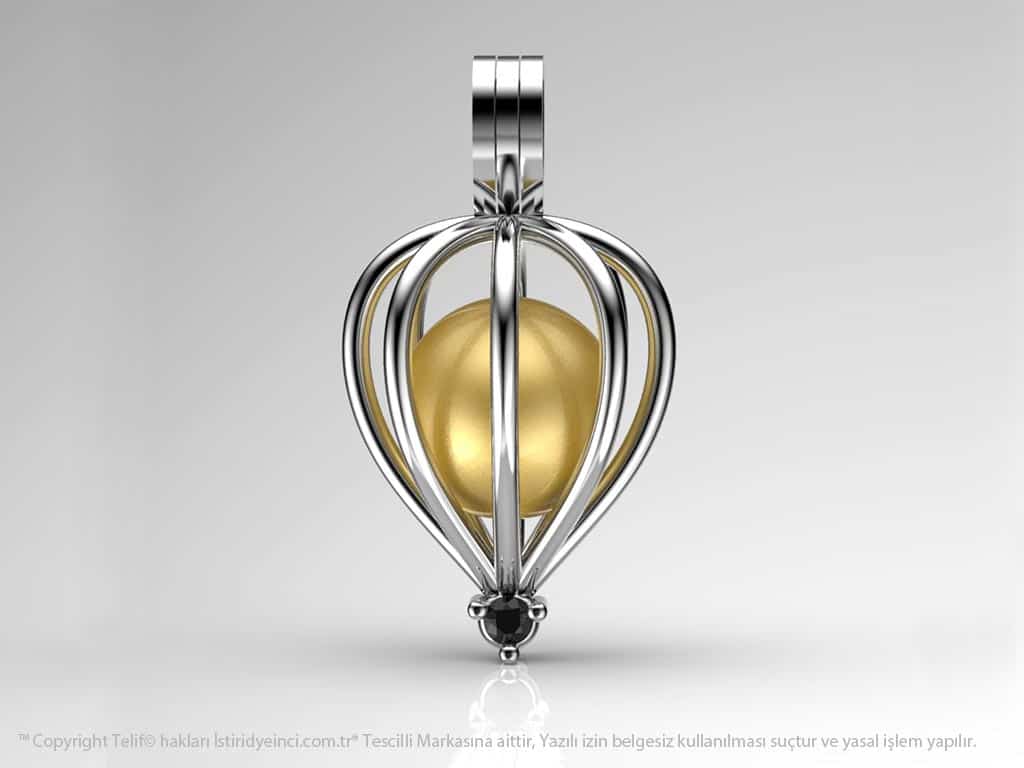 Tek Taş Sarı Güney Denizi İncili Kolye