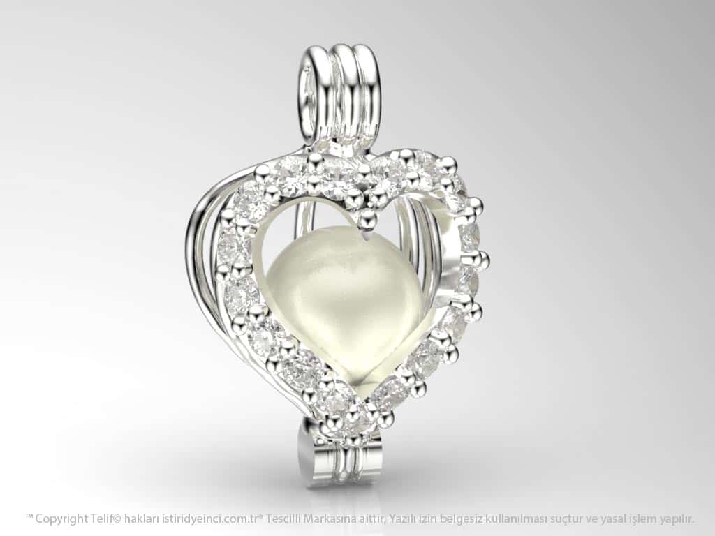 Okyanusun Kalbi Beyaz Güney Denizi İncili  Kolye