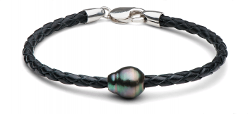 Tahiti Barok İnci ve Deri Bileklik