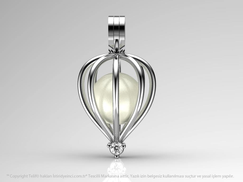 Tek Taş İnci Kolye Seti Akoya - Tatlısu